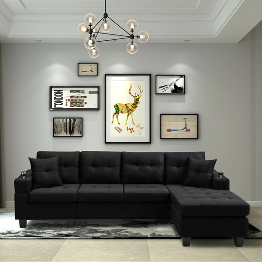 Sectional Sofa w/ Footrest Convertible Corner Dofa w/ Armrest Storage