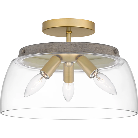 Burkett 3-Light Light Gold Semi-Flush Mount - Light Gold