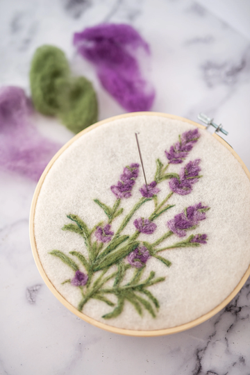 Diy Needle Felting Lavender Art Kit - Painting With Wool Crazy Plant Lady Gift