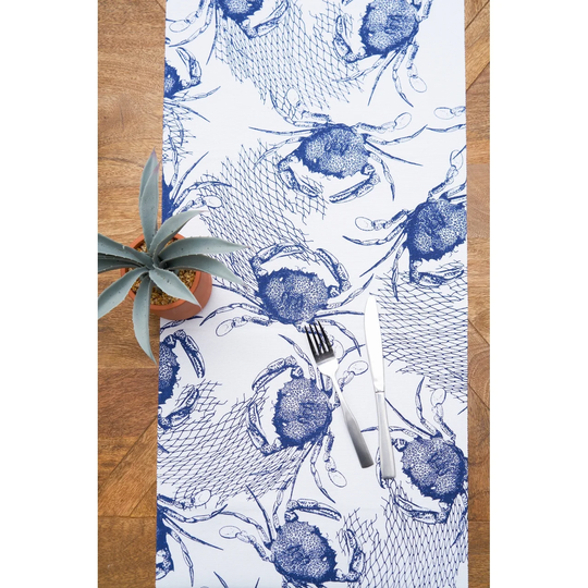 14" x 72" Blue Crab Net Table Runner