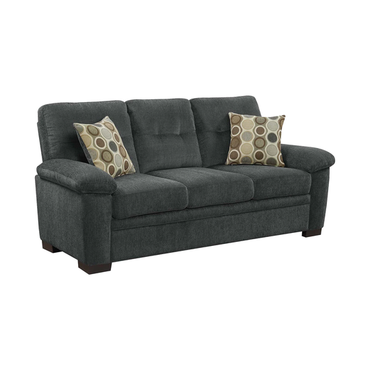 Upholstery Sofa with Tufted Back in Charcoal