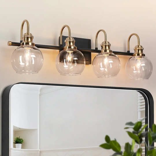 Modern Black Gold 2/3/4 Lights Bathroom Vanity Lights Globe Wall Sconce Lighting
