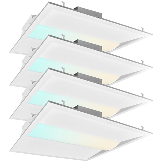 Luxrite 2x2 FT Center Basket LED Troffer Panel 20/30/40W 3 Color Options 3500K/4000K/5000K Dimmable Damp Rated 4 Pack