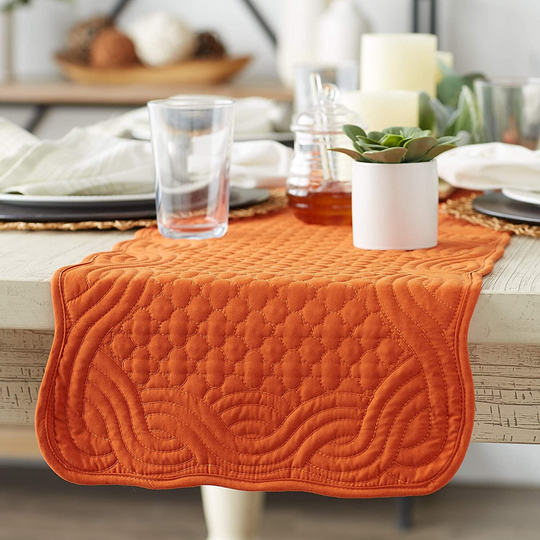 Easter Table Runner, Kitchen Linens Decor Farmhouse Coastal Orange Decoration