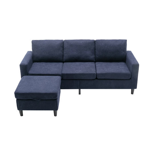 L-Shape Sectional Sofa with with Movable Ottoman for Small Space
