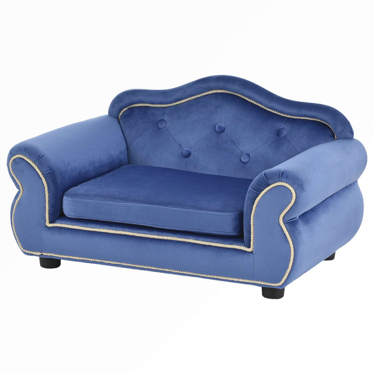 27" Pet Sofa, Dog sofa, Dog bed, Cat Sofa, Cat Bed, Wooden Frame and Velvet with Buttons
