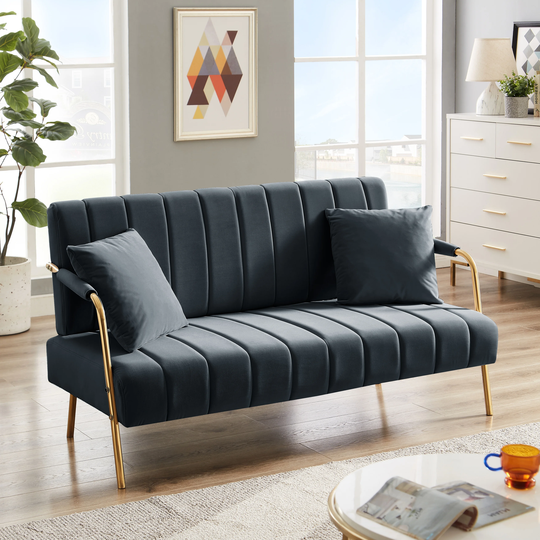 Modern Elegant Accent Sofa, Loveseat Sofa with Two Throw Pillows