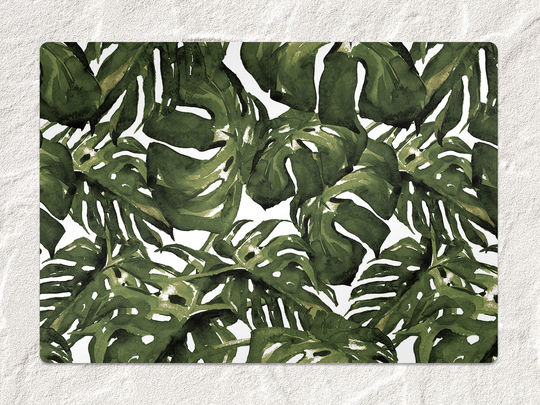 Monstera Leaf Green Chair Mat, Protective Black Splat Exotic Vinyl Floor Pad, Flooring, Gift Idea