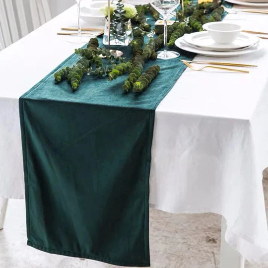 Custom Size Table Runner, Green Velvet Pink Blue Runner - Any