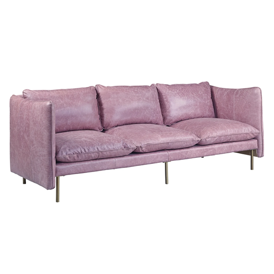 Leather Upholstered Sofa in Wisteria Finish