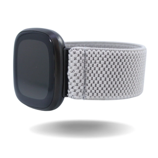 Elastic Fitbit Sense/Versa 3 Watch Band | Fits & Grey Textured Dots Handmade in USA Comfy Stretchy Custom