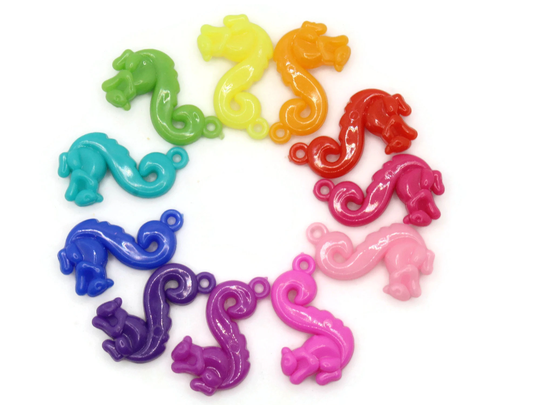 8 33mm Squirrel Charms Mixed Color Woodland Beads Large Plastic Jewelry Making Beading Supplies Rainbow Animal