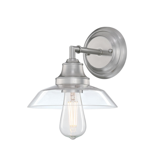Westinghouse Lighting Iron Hill One Light Wall Fixture, Brushed Nickel Finish, Clear Glass - 1-Light