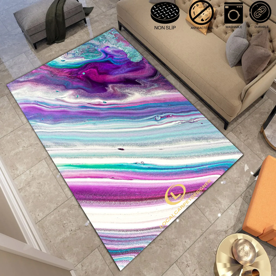 Colorful Modern Rug/Abstract Carpet/ Unique Bedroom Rug/ Living Room /Home Decor Carpet /Custom