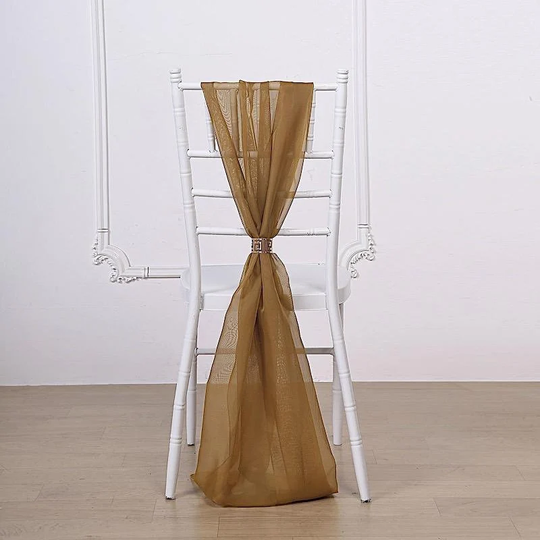5 Gold Extra Wide Premium Chiffon Chair Sashes