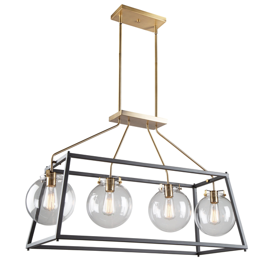 Artcraft Bridgetown 4-Light Kitchen Island Light in Black & Harvest Brass