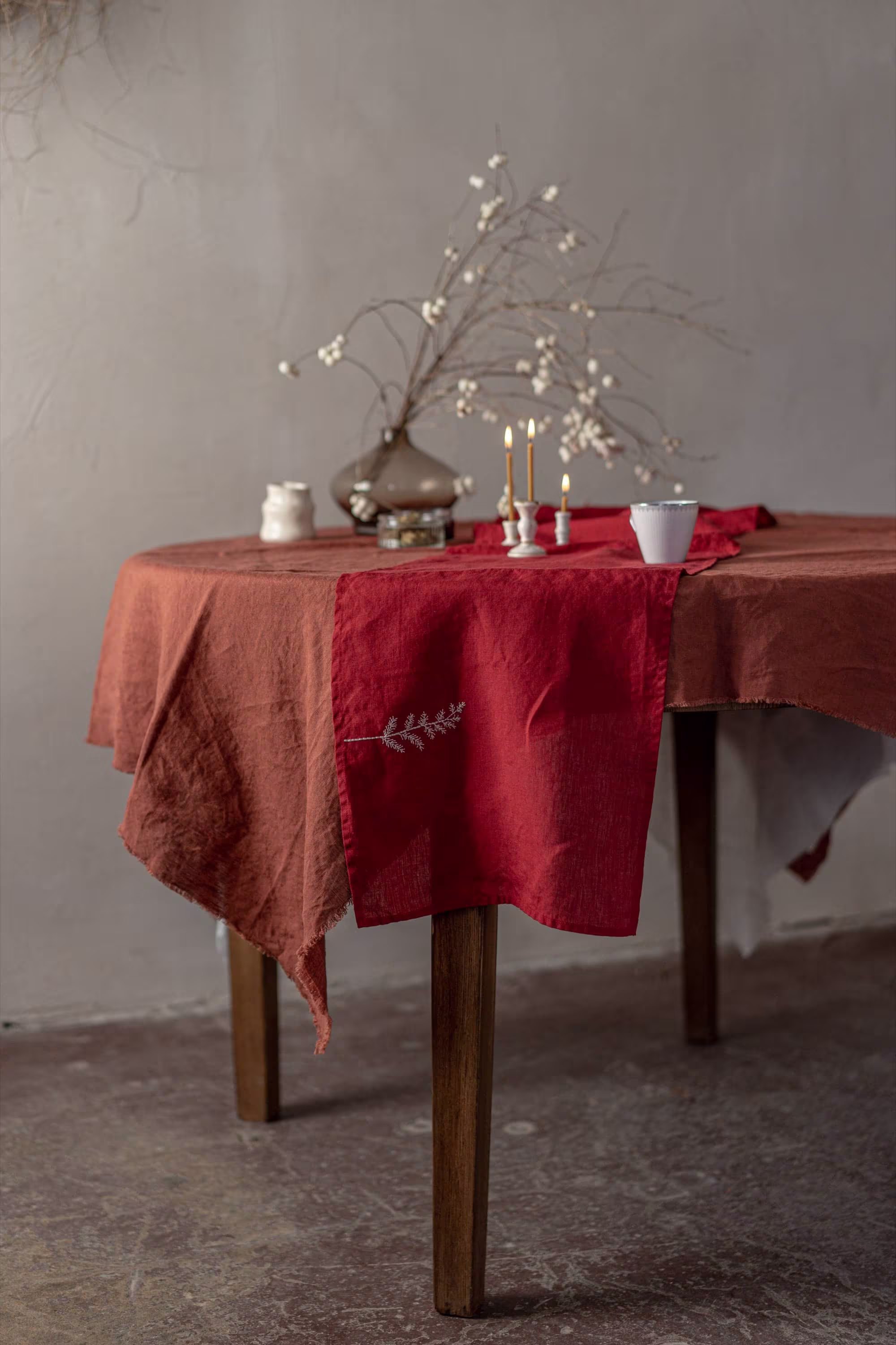 Linen Table Runner | Optional Embroidery