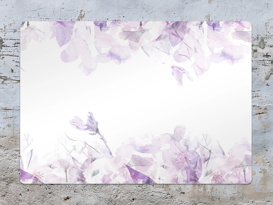 Purple Floral Art Chair Mat, White Vinyl Floor Protective Splat Office Decor, Room Rug, Kids Decor