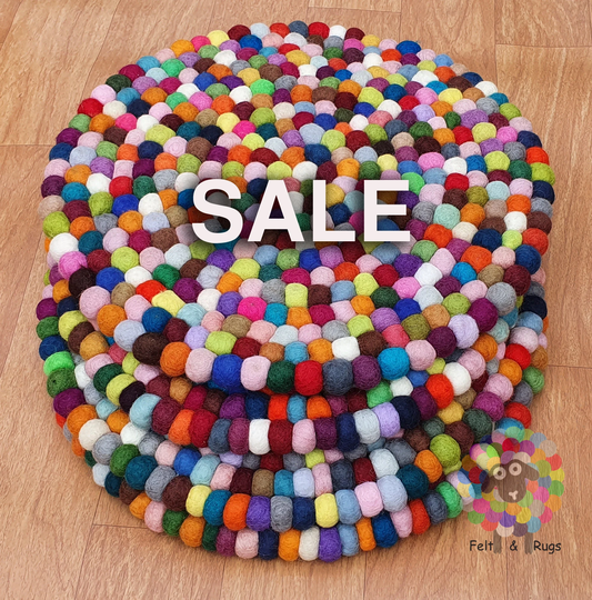 On Sale Set Of 6 Pcs. Size 40 cm/15.75 Inches Diameter Round Felt Ball Chair Mat . 100 % Wool Handmade in Nepal