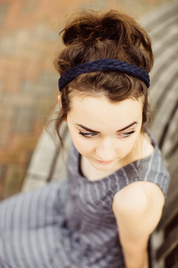Women's Weaved Headband in Navy Blue, Boho Hippie Hair Accessory For Festival Or Beach, Nautical Style Accessory, Comfortable Adult Fit