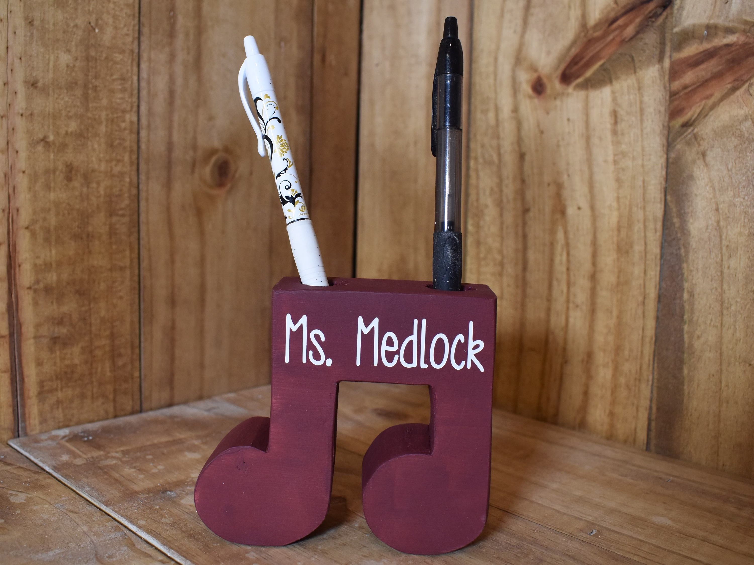 Music Note Pencil Holder, Teacher Gift, Personalized Desk Organizer, Choir Director Church Gift
