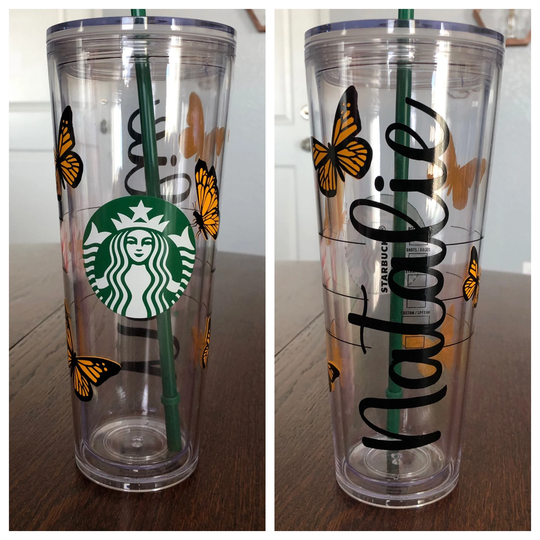 Other Color Options Personalized Butterfly Starbucks Cold Cup | Customizable With Different Color Butterflies Venti Tumbler