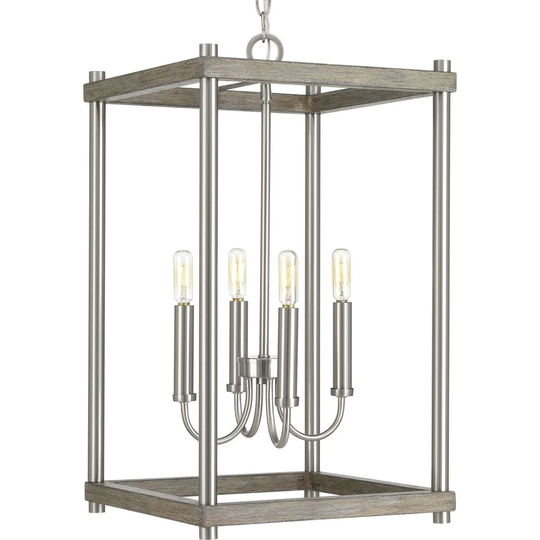Fontayne Collection Four-Light Brushed Nickel Farmhouse Pendant Light - 18.000" x 23.500" x 4.000"