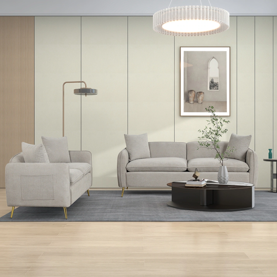 2-Piece Velvet Upholstered Sofa Sets, Loveseat and 3-Seat Couch