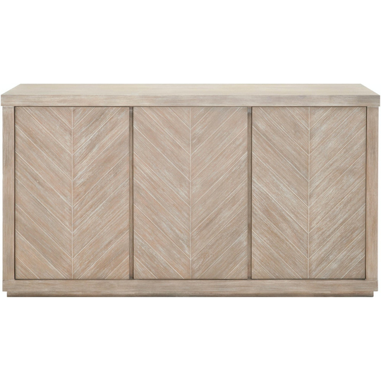 Media Sideboard with Chevron Pattern Door Front, Gray