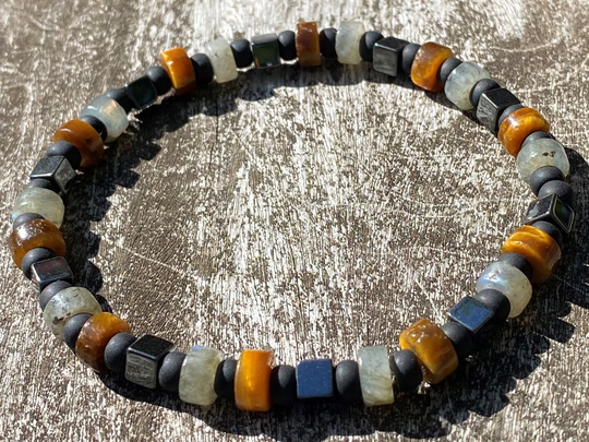 Mens Labradorite, Tigers Eye & Hematite Healing Stone Bracelet Or Anklet