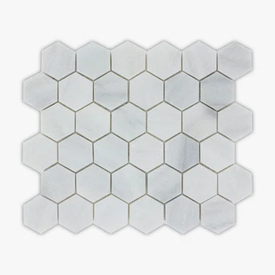 Marmara Polihsed Hexagon 12' x 12" Marble Honeycomb Mosaic Tile