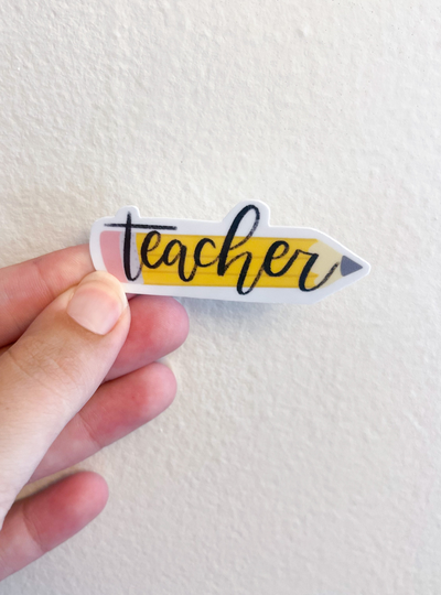 Teacher Pencil Sticker, School Sticker For Teacher, Gift, Water Bottle Sticker, Present Teacher