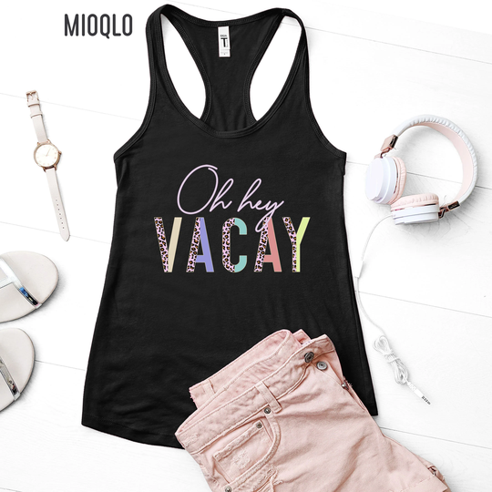 Oh Hey Vacay Tank, Leopard Mode Tank Top, Spring Break Girls Trip Tops, Vacation 2022 Squad, Camping Hike Family Road Shirt