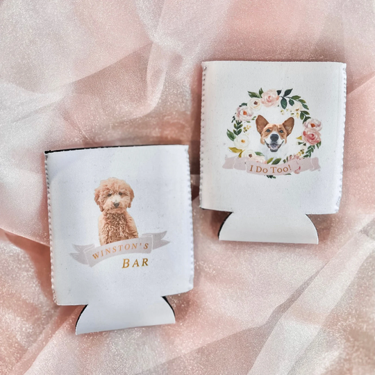 I Do Too Full Color Wedding Beer Can Holder - Favor Foam Beverage Custom Cooler