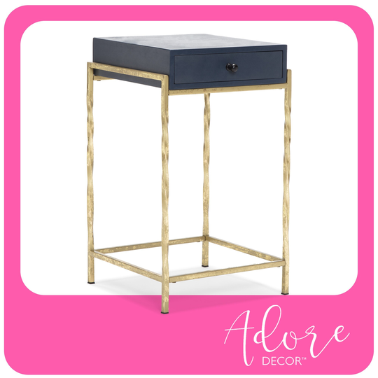 Adore Decor Jolie Modern Living Room Table, Navy Blue/Gold