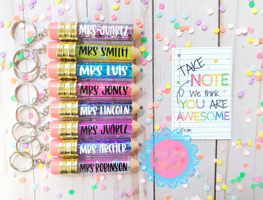 Teacher Keychain, Gift, Appreciation Glitter Pencil End Of School Gift