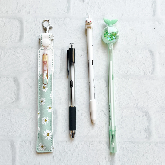 Mint Daisy Pen Or Pencil Holder Keychain For Lanyard, Stylus Holder, Pen Case, Holder, Teacher Student Gift Idea, Nurse