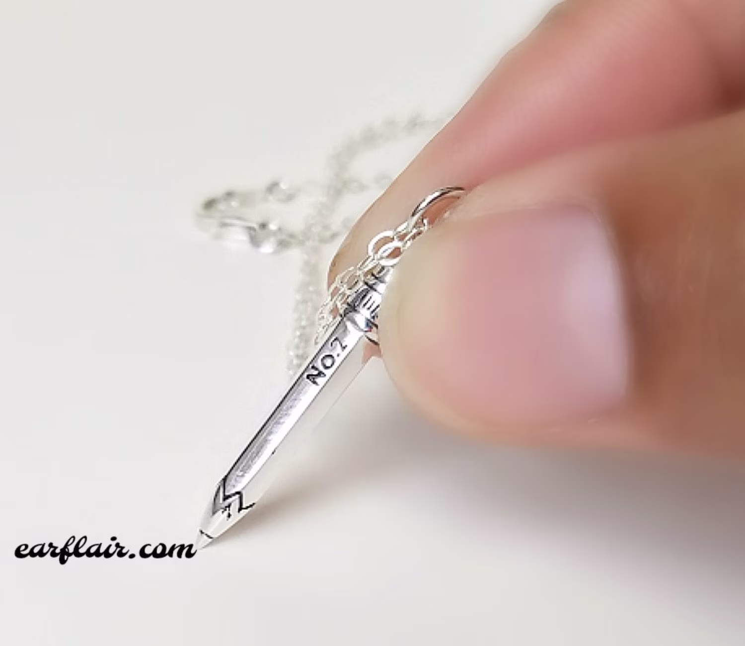 Pencil Necklace, Gifts For Writers, Teacher Jewelry Gifts, Back To School Gift Students, Sterling Silver Number 2 Charm | N62