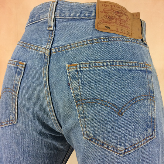 Size 31 Vintage Levis 501 Distressed Light Wash Women's Button Fly Jeans High Waisted Frayed Cropped Hem 90's Classic Fit Made in Usa