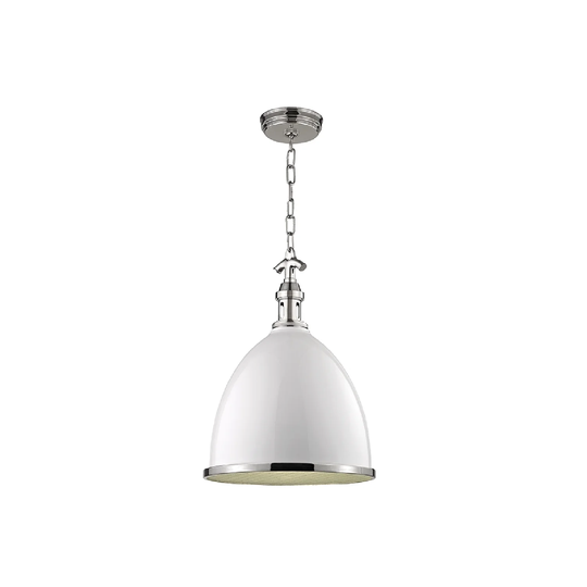 Hudson Valley Viceroy I 1-Light Small Pendant, White/ Nickel