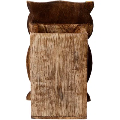 Wooden Decorative Owl Shaped Wooden Pen Pencil Holder-Handmade Traditional Storage Desk Organizer School Office & Home Table Decor -Ideal Gift For Lov
