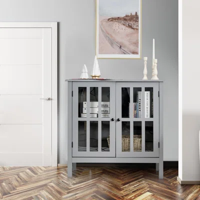 Winston Porter Console Cabinet, Kitchen Storage Cabinet W/glass Door, Sideboard Console Table, Server Display Buffet Cabinet