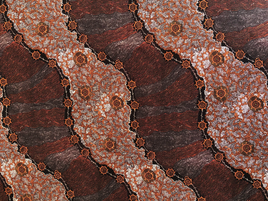 Aboriginal Art Warlu Seven Sisters Dreaming Abstract Brown Quilting Cotton Fabric, 1/4 1/2 Yard Or Fat Quarter, Australia Indigenous