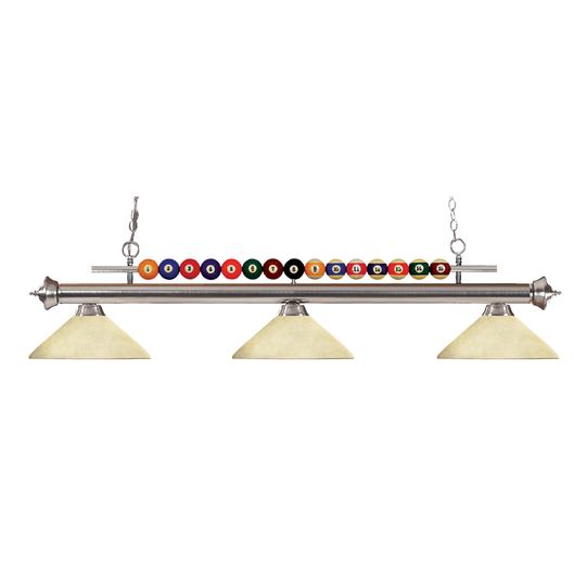 Avery Home Lighting Shark 3-light Island/Billiard Angle Golden Mottle-finished Light - Yellow - Brushed Nickel