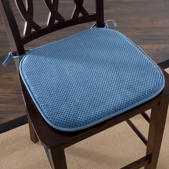 Memory Foam Chair Cushion with Nonslip Back by Lavish Home- Blue