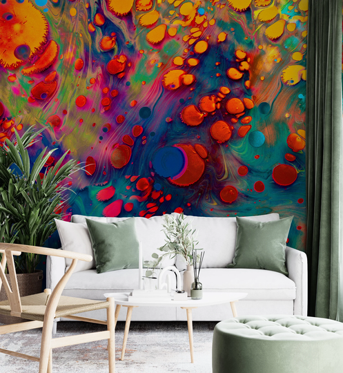 Colorful Art Wallpaper, Living Room Removable Fabric Wall Mural, Peel & Stick