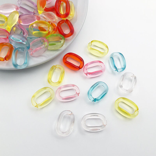 100/200/300Pcs Transparent Colorful Mixed Open Acrylic Chain, Plastic Chain Links,necklace Makings, Jewelry Making Supplies, Diy