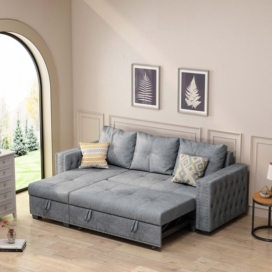 L-Shaped Reversible Sleeper Sectional Storage Sofa Bed