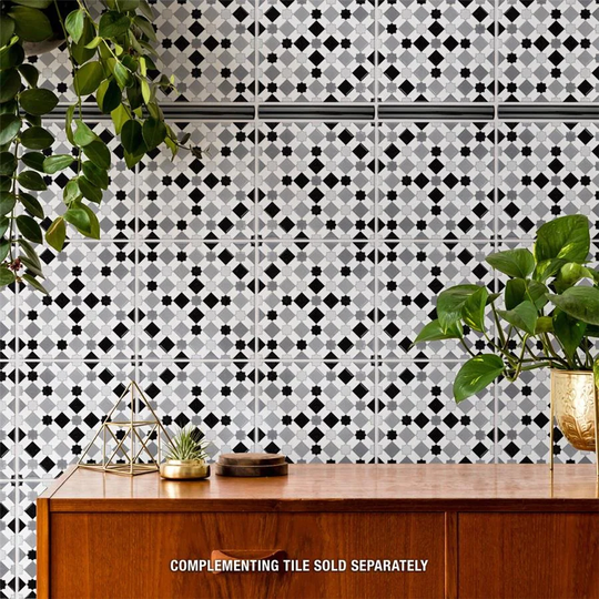 Merola Tile Bordon Nero Moldura 1" x 7.86" Ceramic Pencil Wall Trim Tile - (1 Tile)
