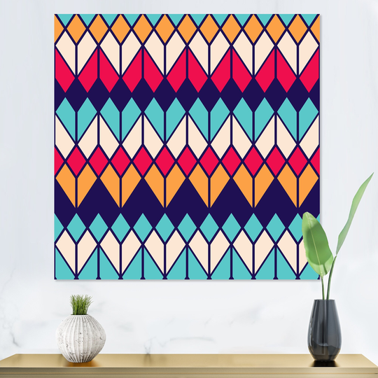 Designart 'Rhombus Geometrics In Retro Colors II' Patterned Canvas Wall Art Print
